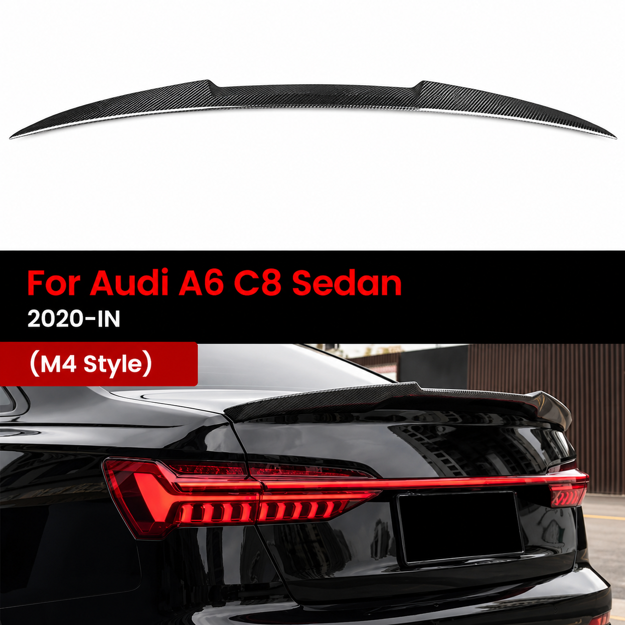 Premium Carbon Fiber Spoiler for Audi A6, & S6 Sedan | OEM Fit ( C8 )