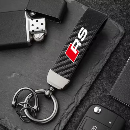 Carbon MicroFiber Leather Key Chain For Audi