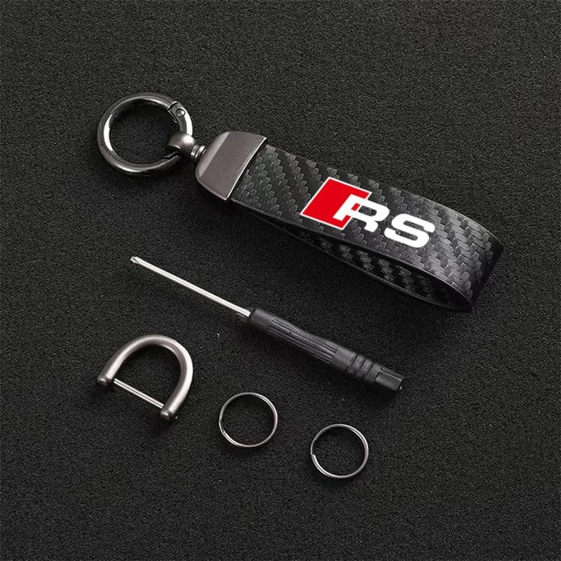 Carbon MicroFiber Leather Key Chain For Audi