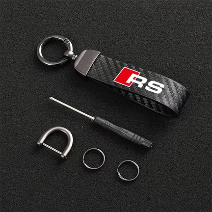 Carbon MicroFiber Leather Key Chain For Audi
