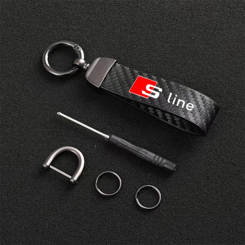 Carbon MicroFiber Leather Key Chain For Audi
