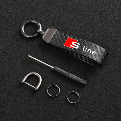 Carbon MicroFiber Leather Key Chain For Audi