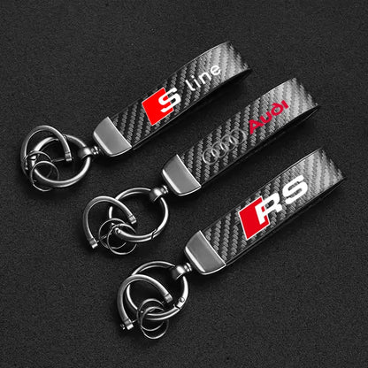 Carbon MicroFiber Leather Key Chain For Audi