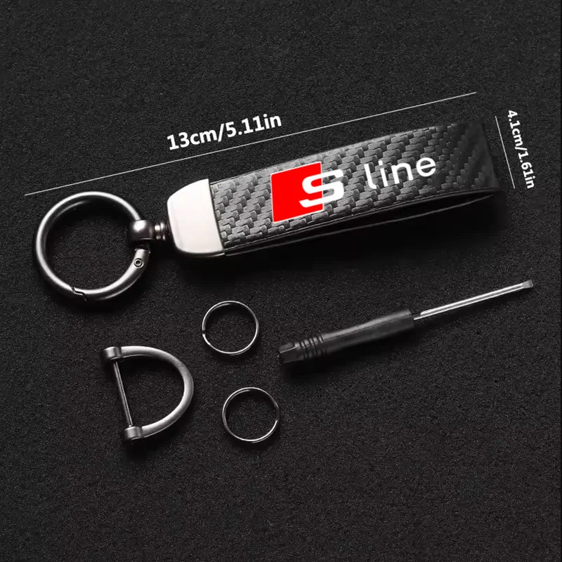 Carbon MicroFiber Leather Key Chain For Audi