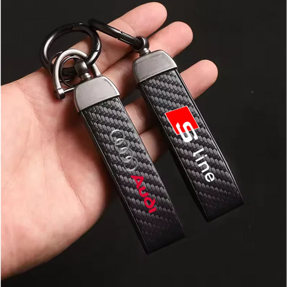 Carbon MicroFiber Leather Key Chain For Audi