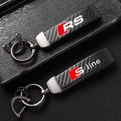 Carbon MicroFiber Leather Key Chain For Audi
