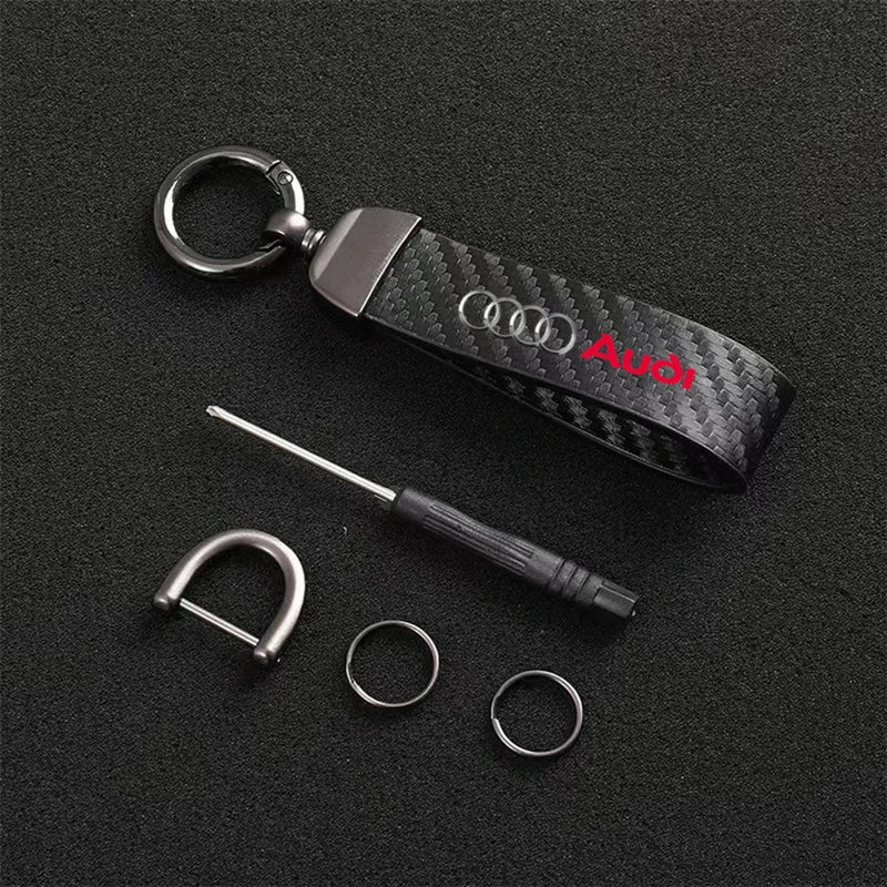 Carbon MicroFiber Leather Key Chain For Audi