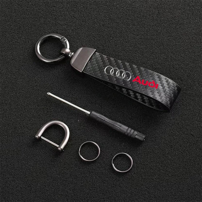 Carbon MicroFiber Leather Key Chain For Audi