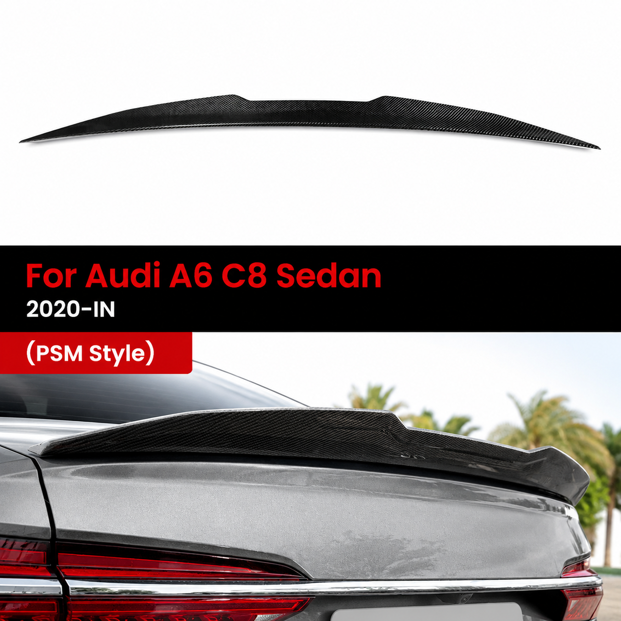 Premium Carbon Fiber Spoiler for Audi A6, & S6 Sedan | OEM Fit ( C8 )